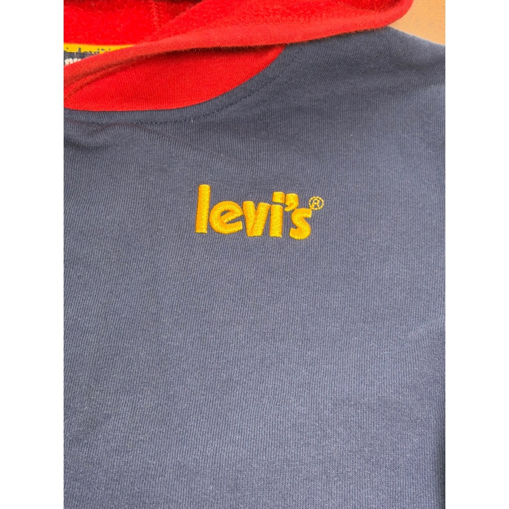 Levis Kids Colorblock Hoodie Navy Red Grey Green XL Fleece Sweatshirt